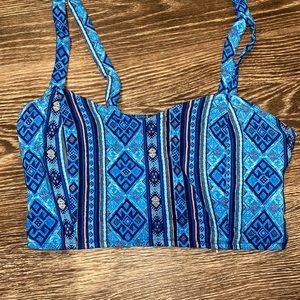 Blue patterned Crop Top - small